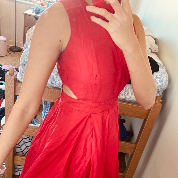 Red Dress with Cut Out Detail - Picture 2 of 2